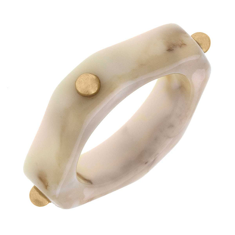 Shiloh Studded Ring in Ivory Resin