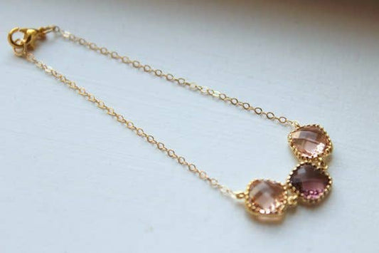 Gold Dainty Blush Champagne Bracelet