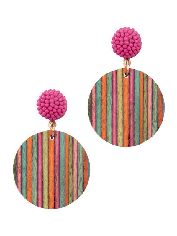 Pink Wood Stripe Earrings