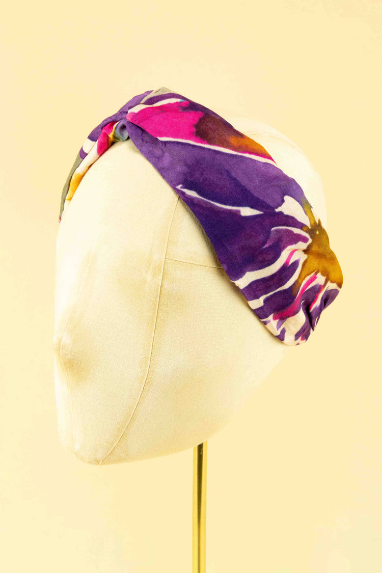 Elasticated Orchid Headband - Denim