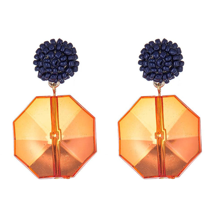 Orange Murano Earrings - Seed Bead