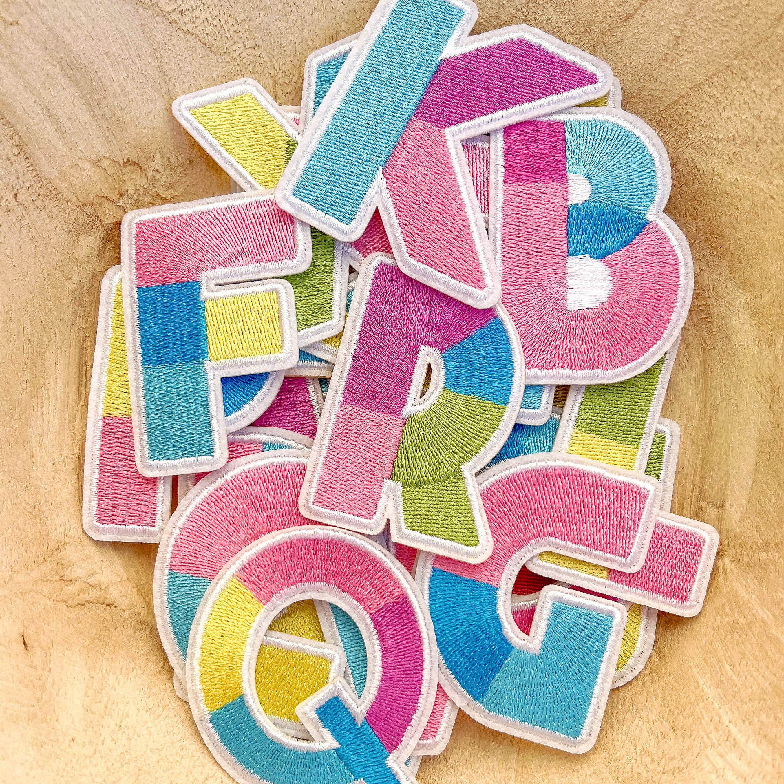 2 Colorblock Letters Pastel Color Block Patch Alphabet