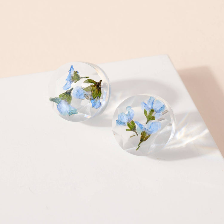 Ava Flat Resin Floral Stud Earrings