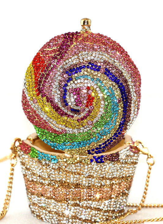 Cupcake Frosting Crystal Encrusted Special Occasion Evening Bag