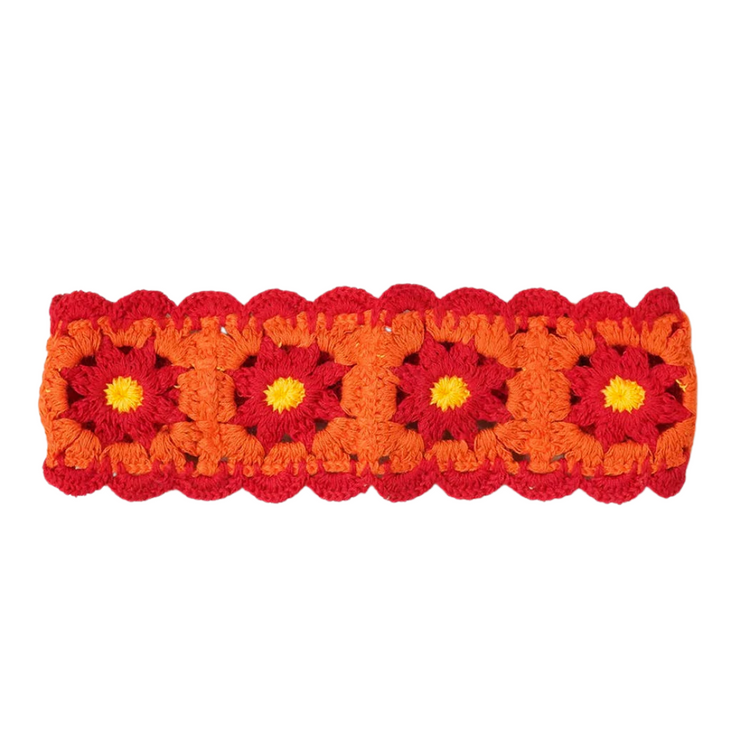 Soft Flower Crochet Head Band (Fire)