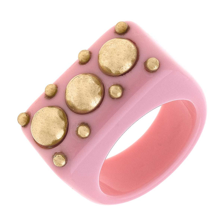 Honor Studded Statement Ring in Pink Resin