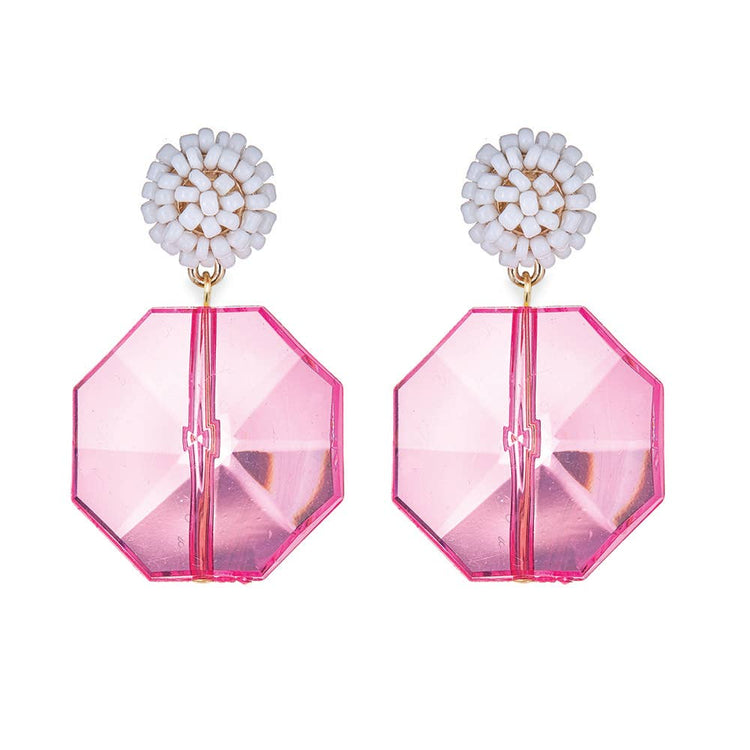 Pink Murano Earrings - Seed bead