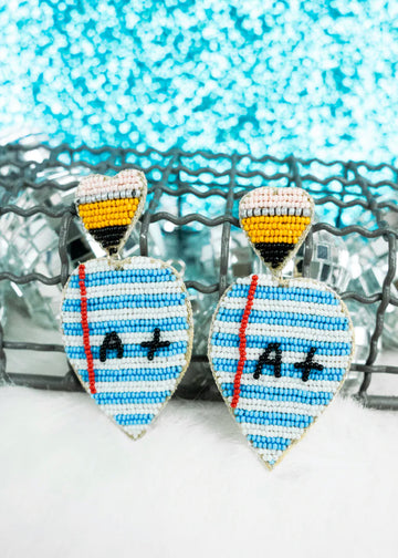 A+ Teaching Is a Work of Heart. Seed Bead Earrings